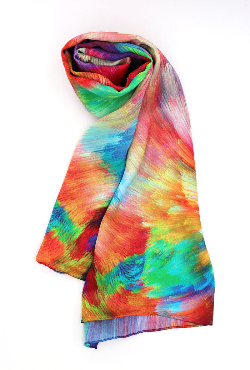 Colour Swirl Print Silk
