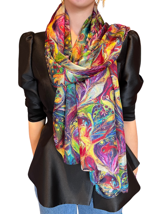 Multi Swirl Silk Scarf