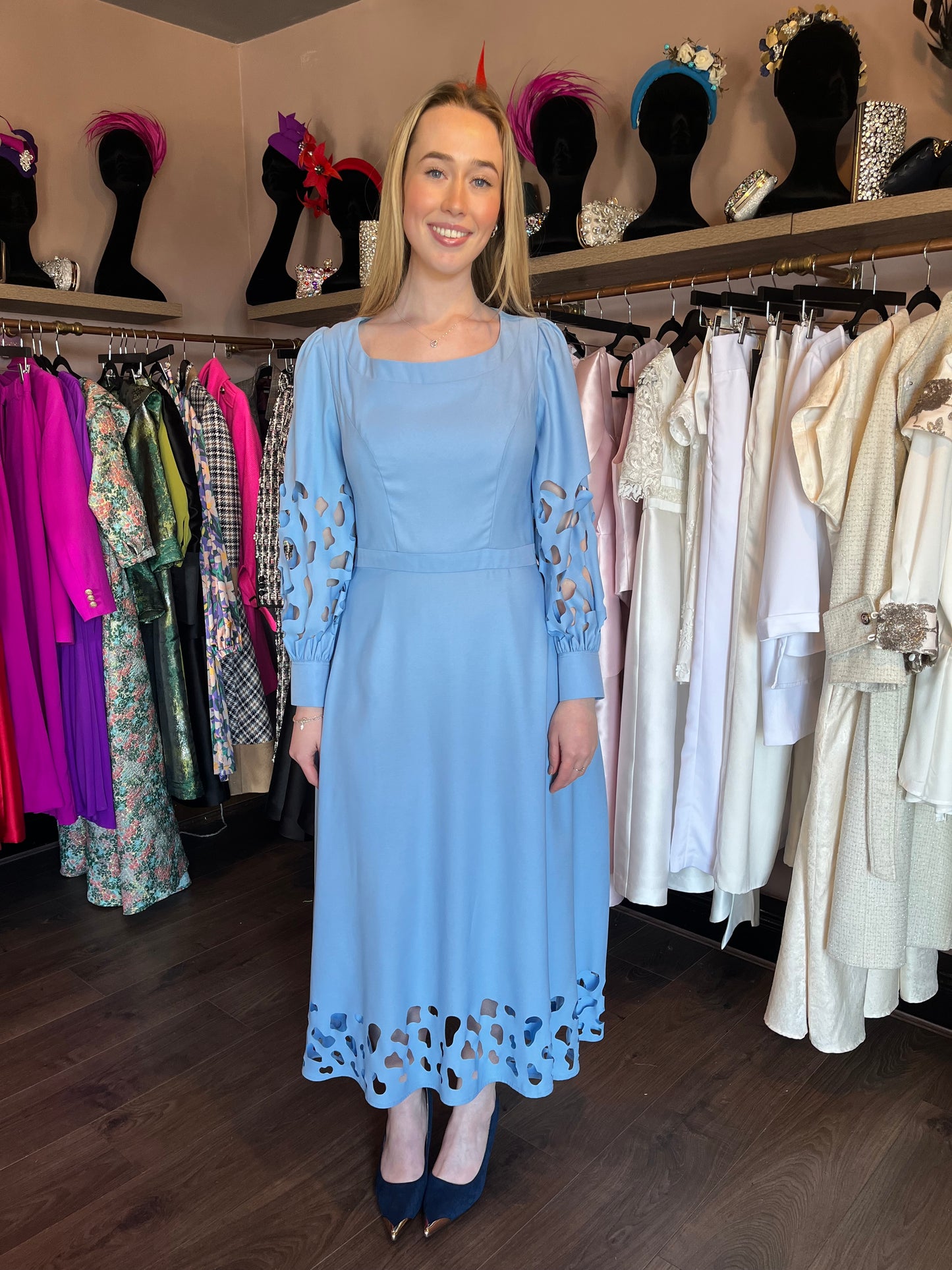 Laser Cut Baby Blue Sample Dress