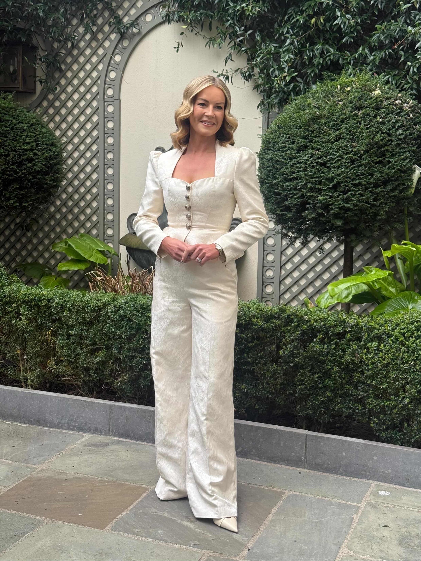 Cream brocade suit