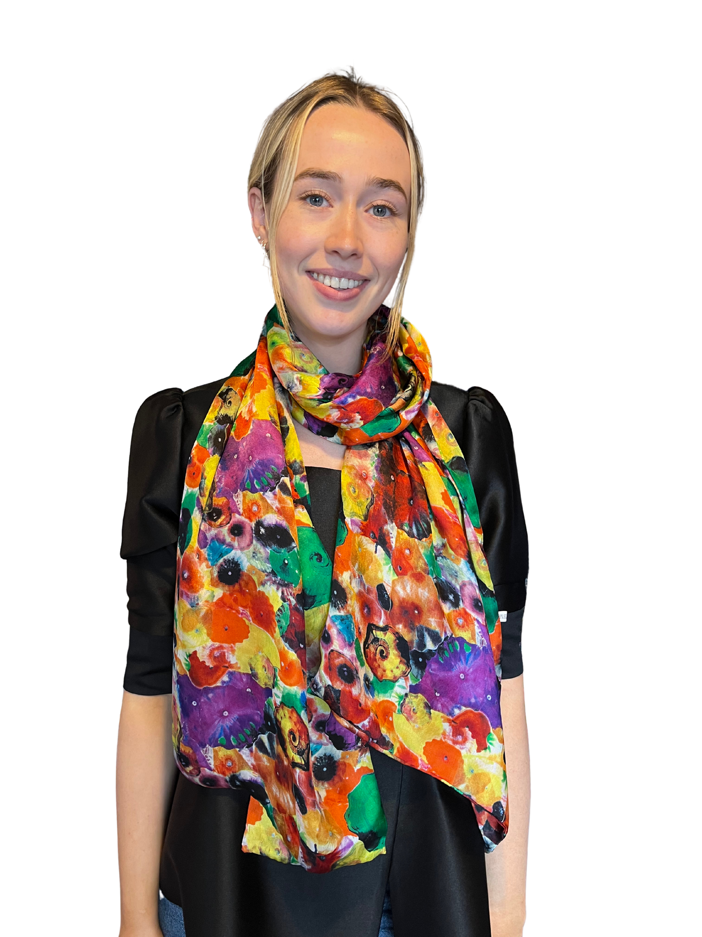 Double-Layered Floral Print Silk