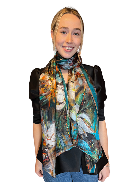 Multi Floral Silk Scarf