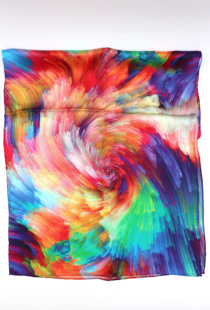 Colour Swirl Print Silk