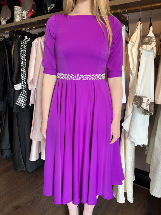 Purple Silk Sample With Pearl Belt