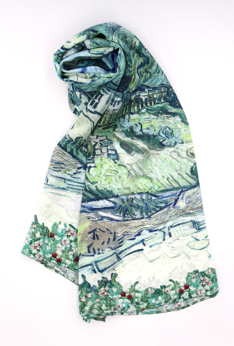 Blue Landscape Silk Scarf
