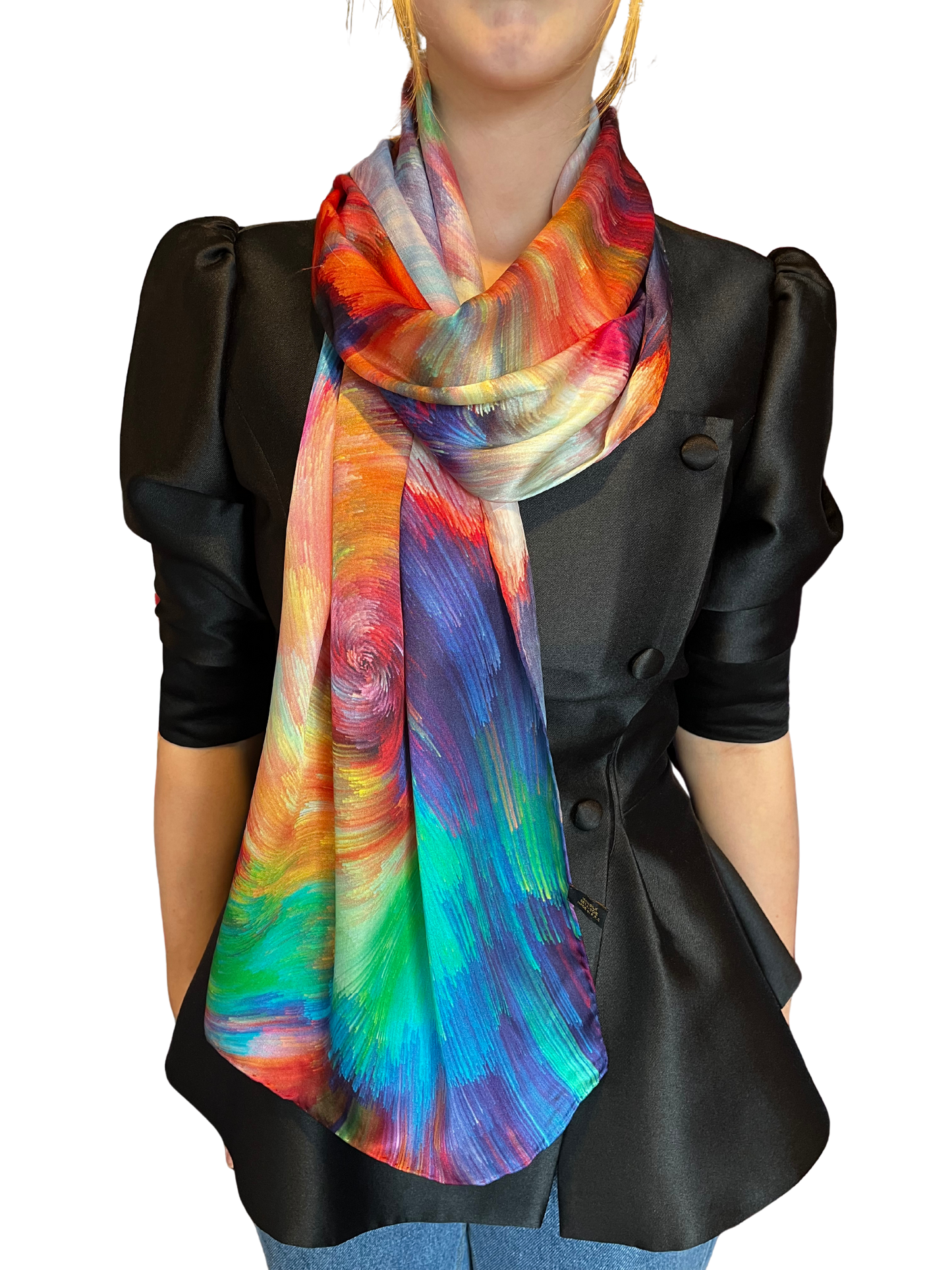 Colour Swirl Print Silk