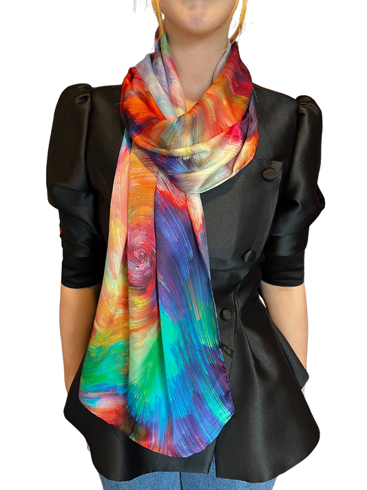 Colour Swirl Print Silk