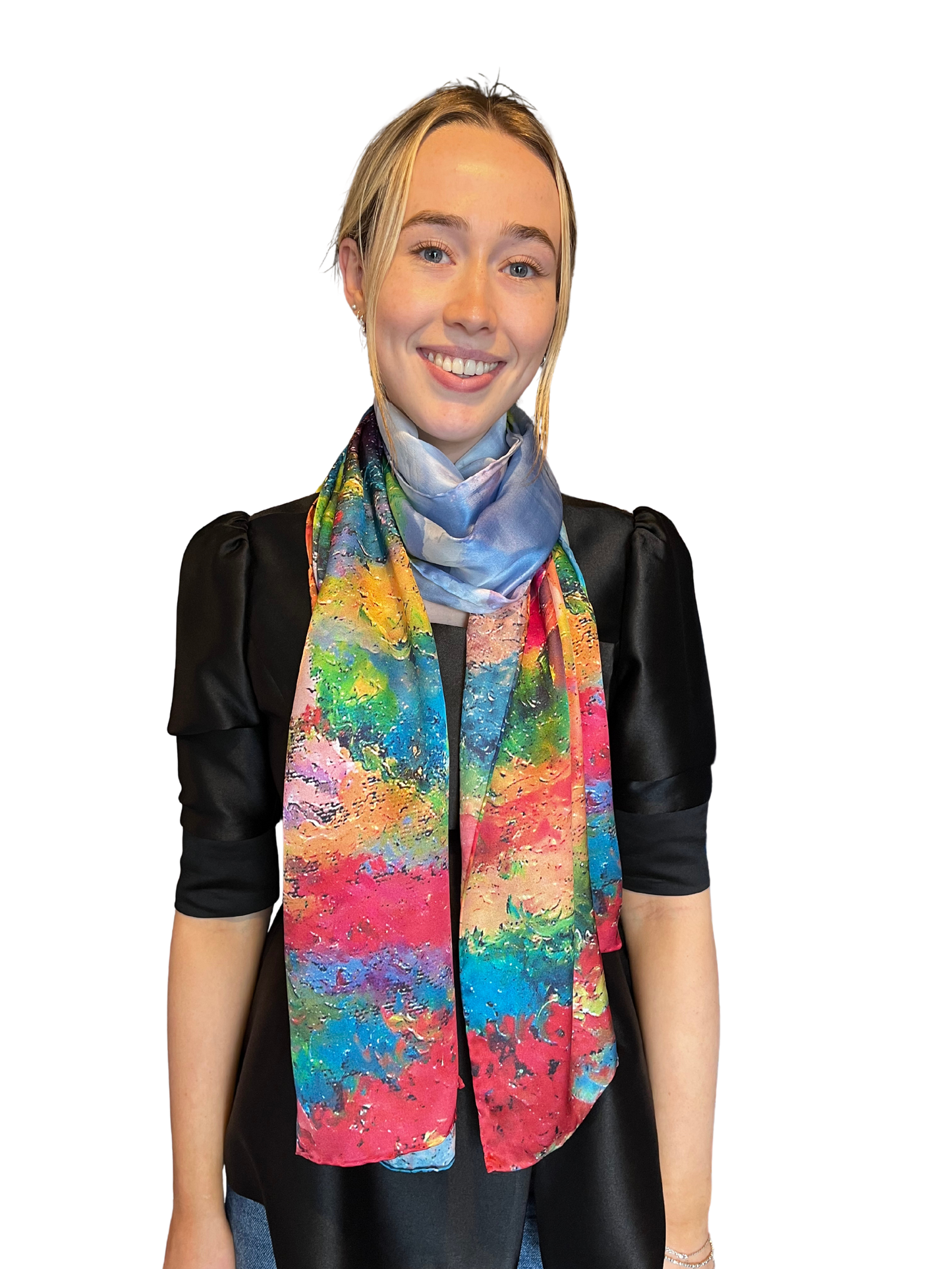 Multi Scenic Silk Scarf