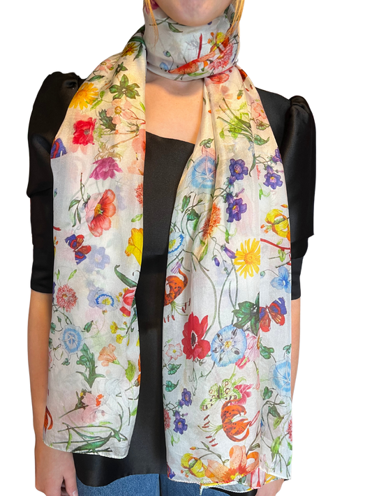 Multi Floral Silk Scarf