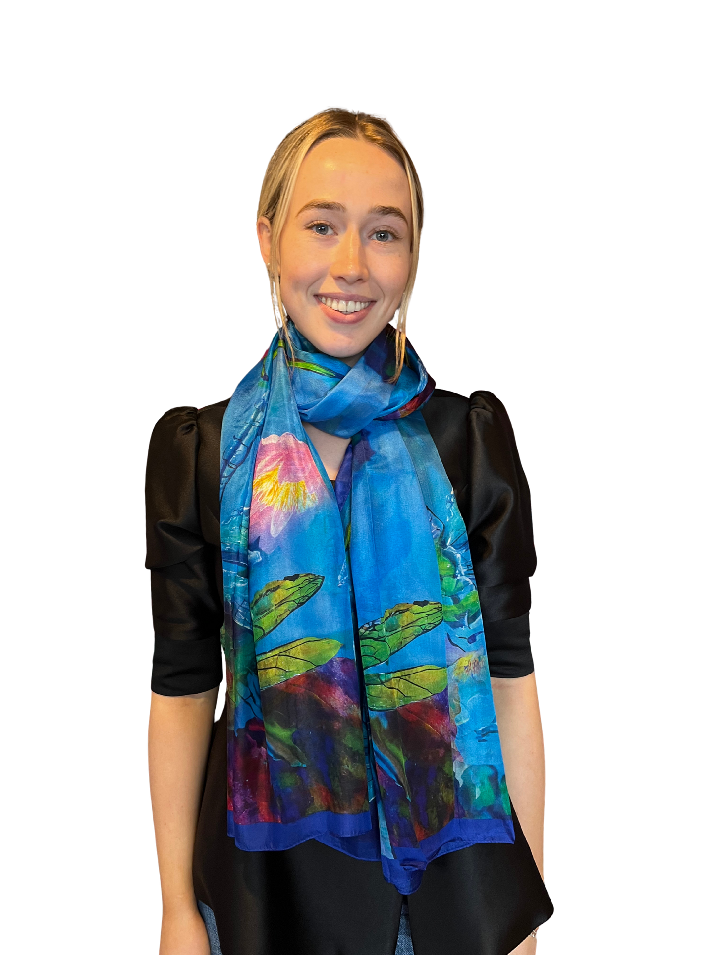 Blue Multi Floral Silk Scarf