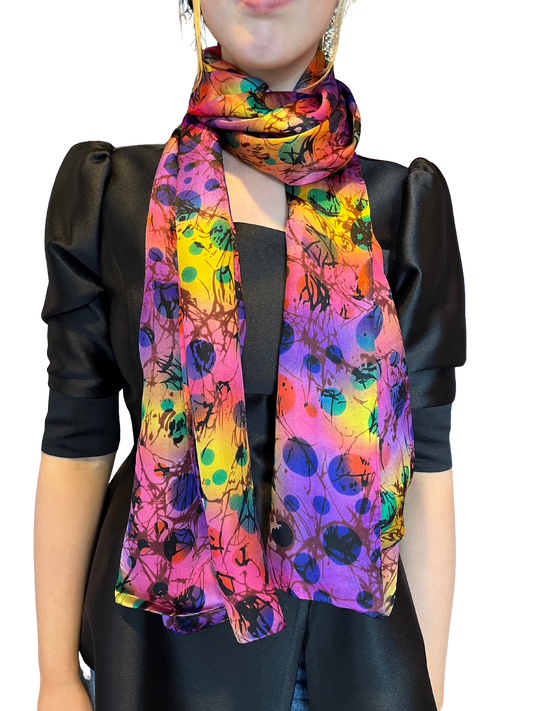 Purple Multi Circle Silk Scarf