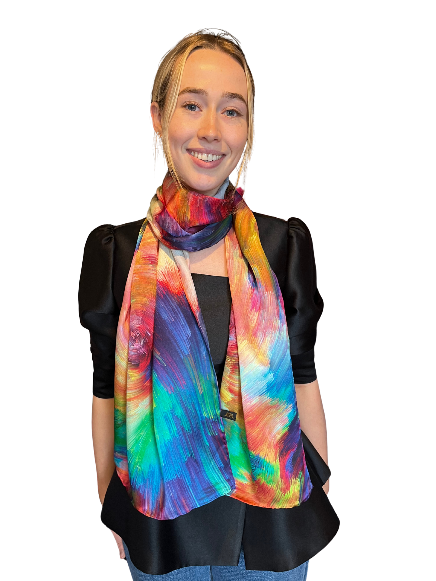 Colour Swirl Print Silk