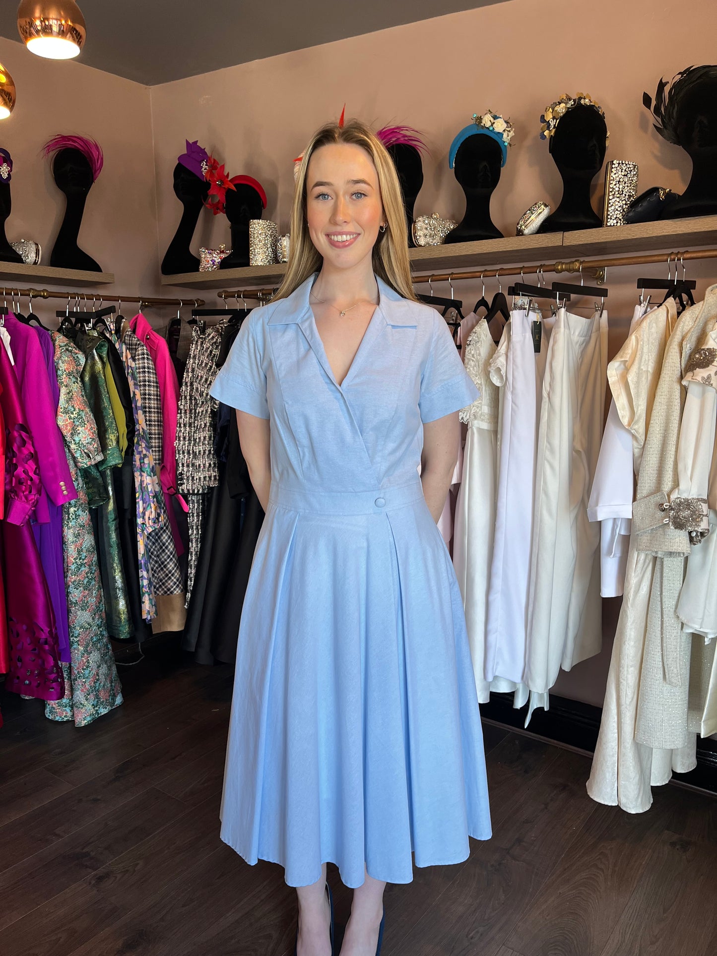 Baby Blue Linen Sample Dress