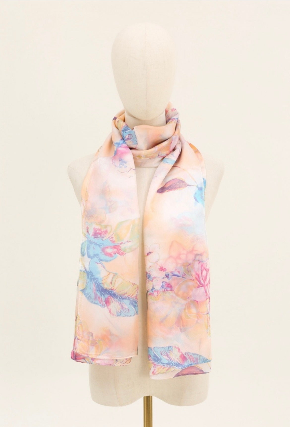 Pastel Floral Print Silk Scarf