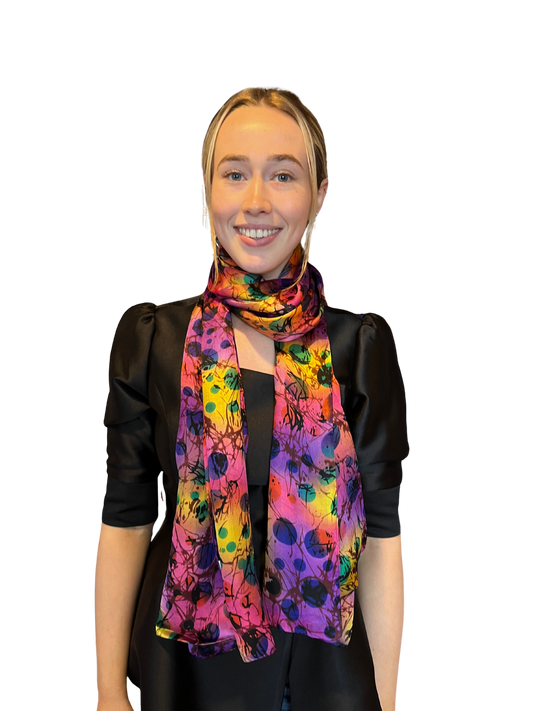 Purple Multi Circle Silk Scarf