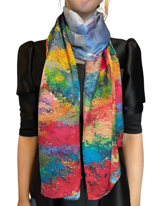 Multi Scenic Silk Scarf