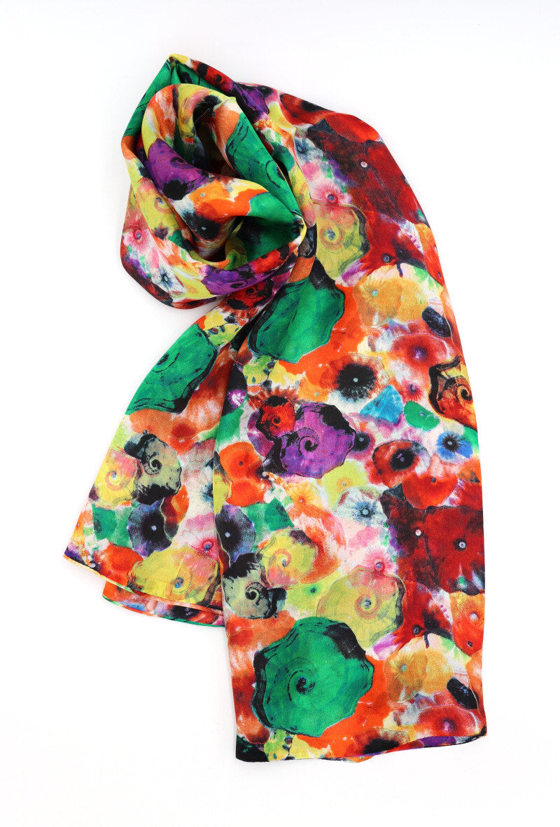 Double-Layered Floral Print Silk