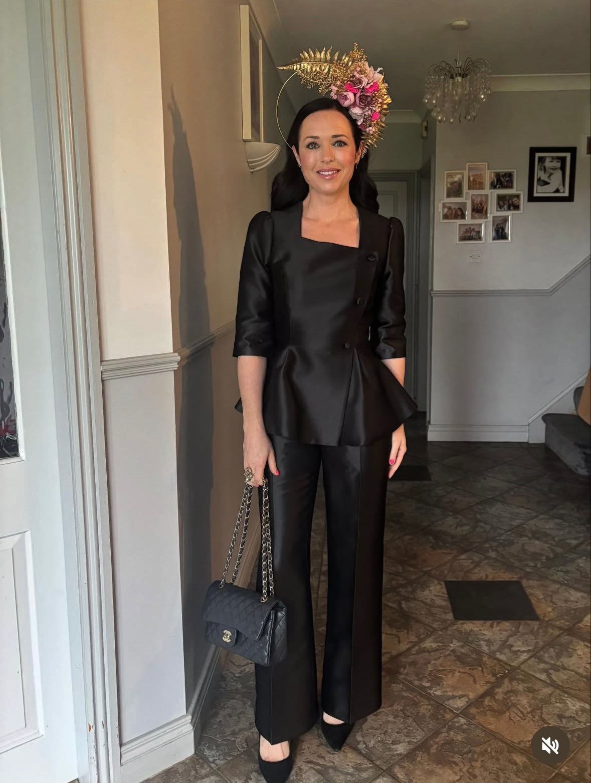 Black bamboo silk suit