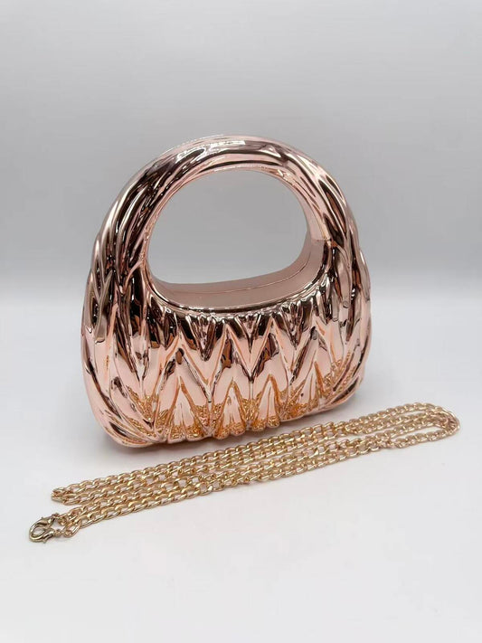Rose Gold Embossed Chevron Handbag