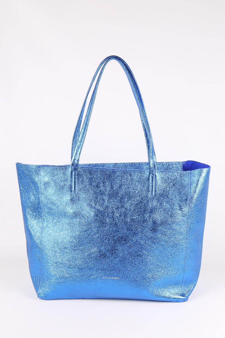 Blue Leather tote bag
