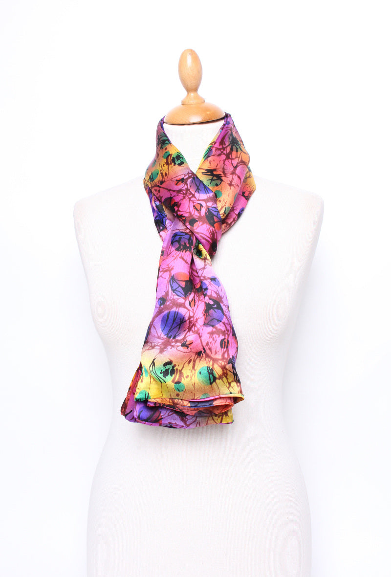 Purple Multi Circle Silk Scarf