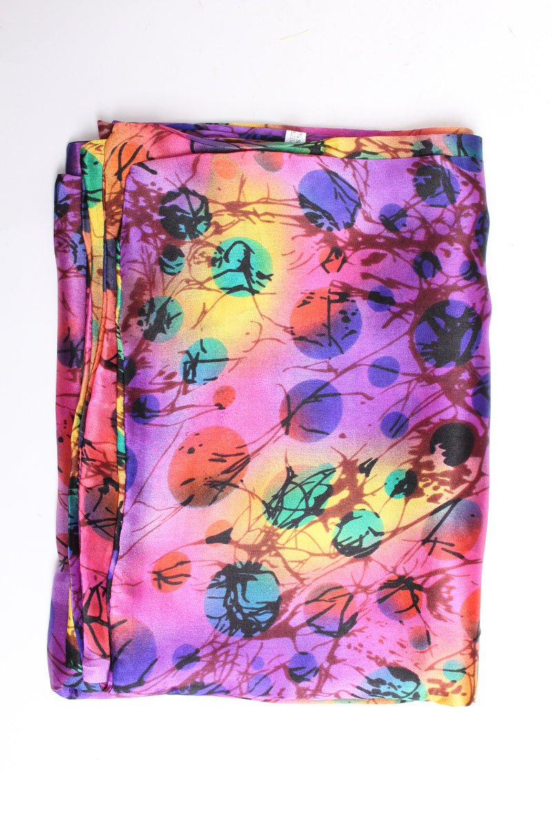 Purple Multi Circle Silk Scarf