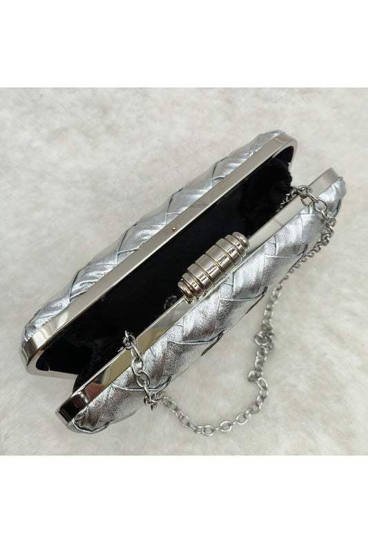 Silver Woven Clutch