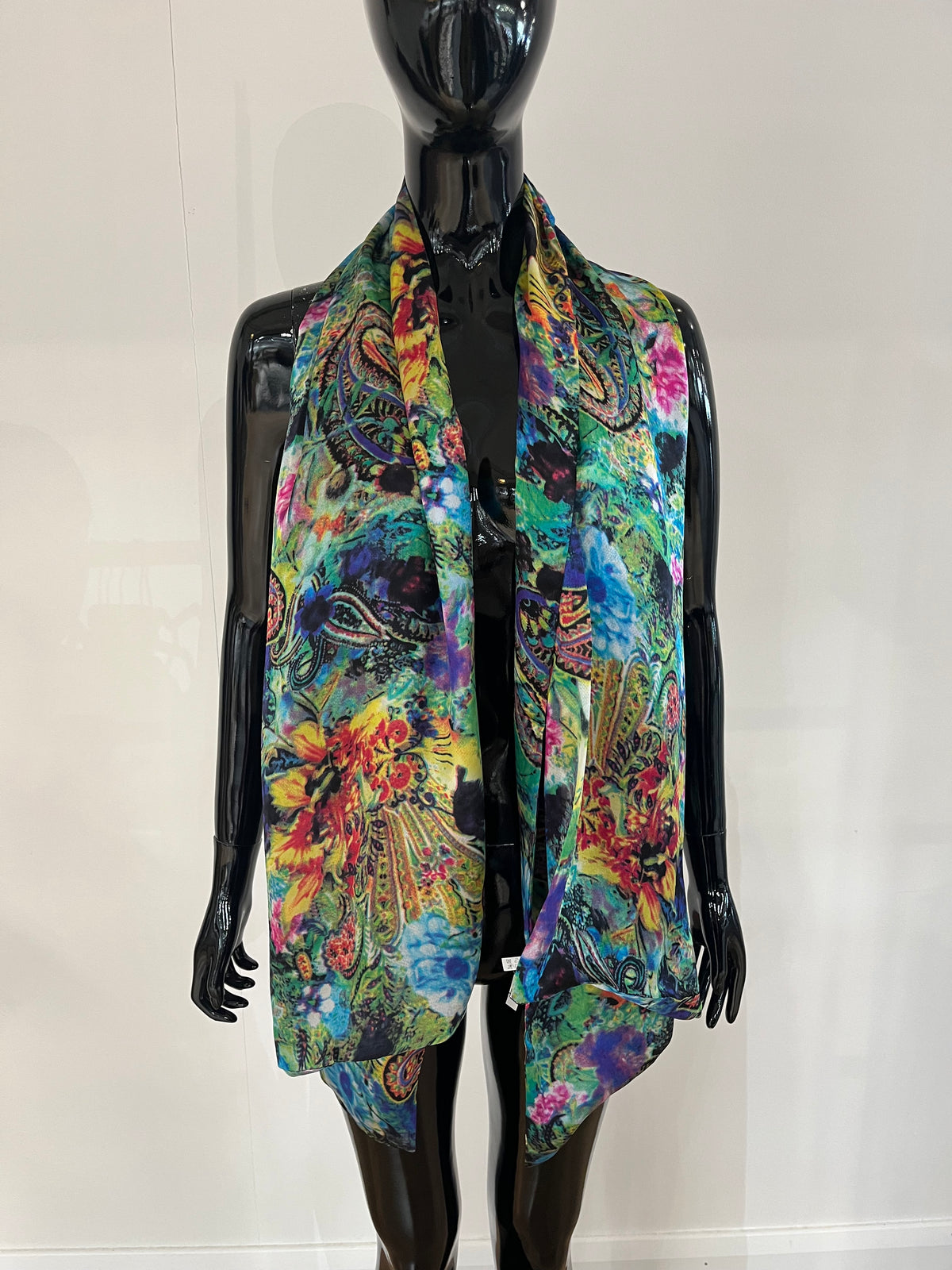 Multi Paisley Print Silk Scarf