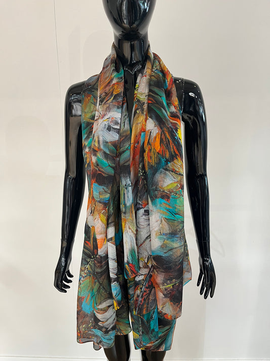 Multi Floral Silk Scarf