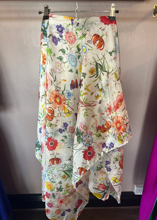 Multi Floral Silk Scarf
