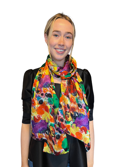 Double-Layered Floral Print Silk