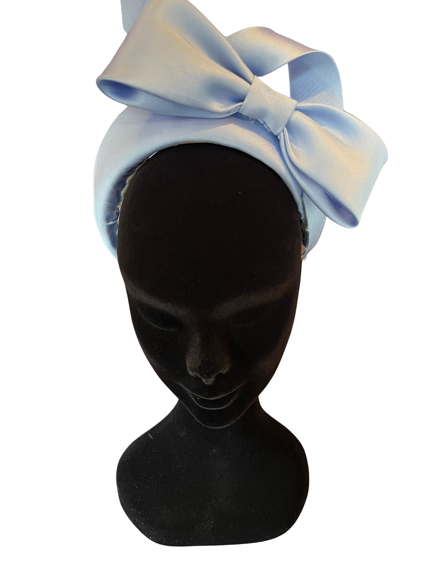 Blue Bamboo Silk Bow Headpiece