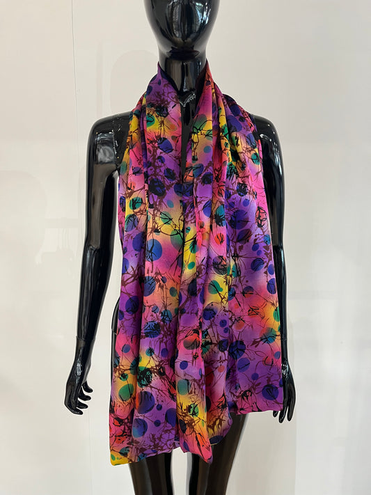 Purple Multi Circle Silk Scarf