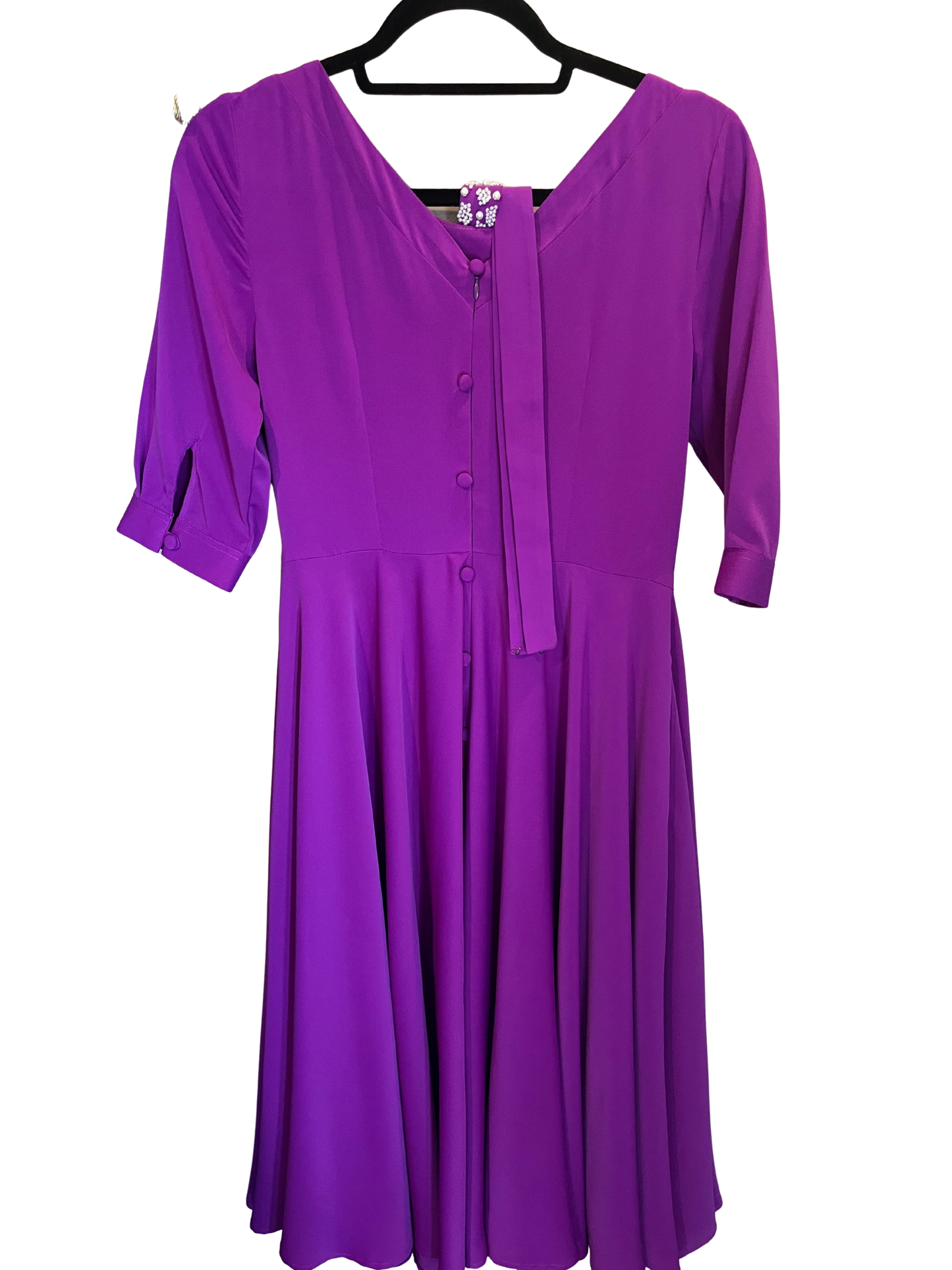 Purple Silk Sample With Pearl Belt