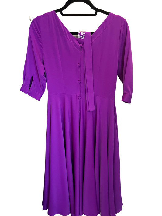 Purple Silk Sample With Pearl Belt