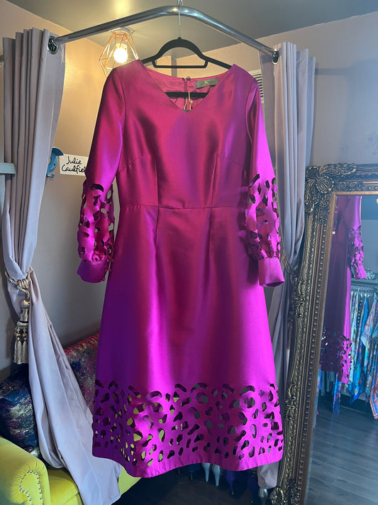 Pink Bamboo Silk Laser Cut Dress