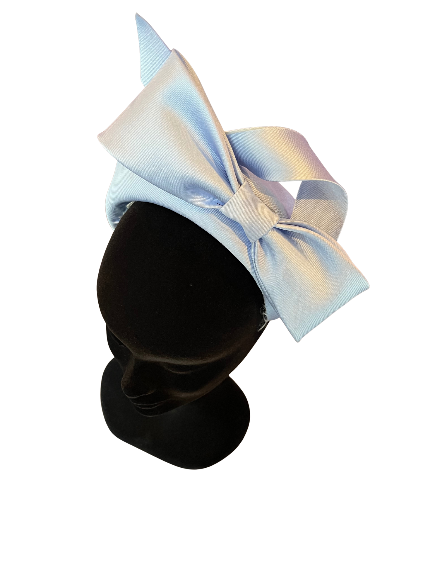 Blue Bamboo Silk Bow Headpiece