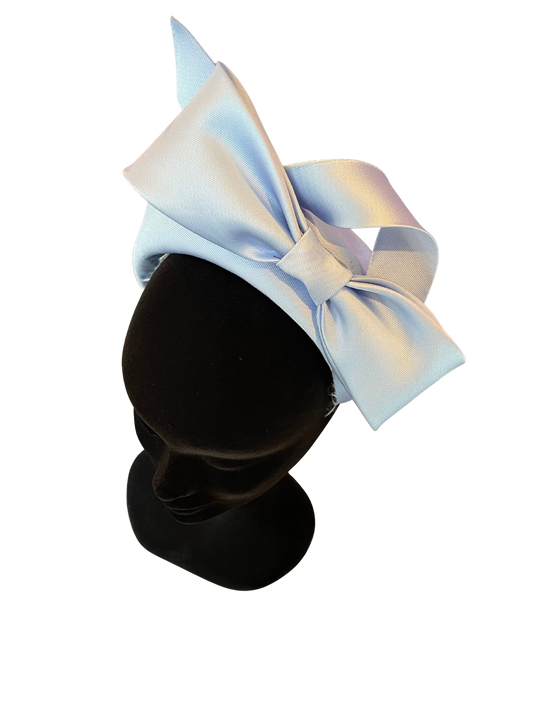 Blue Bamboo Silk Bow Headpiece