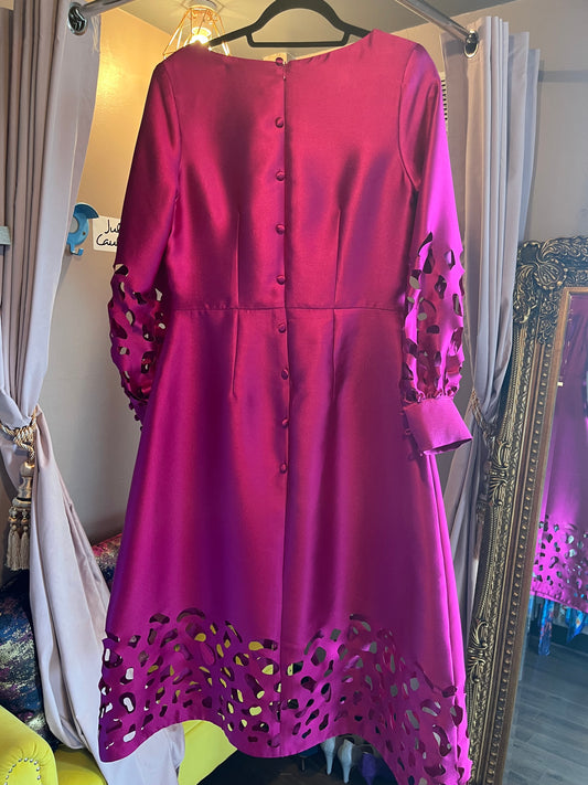 Pink Bamboo Silk Laser Cut Dress