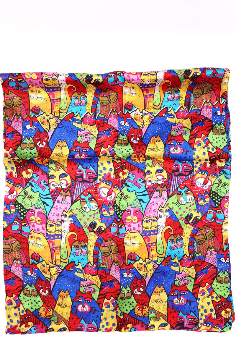 Double-Layered Multi Cat Print Silk
