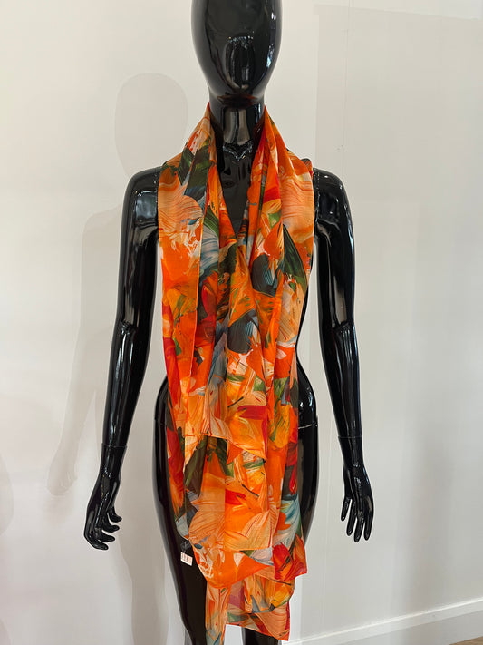 Orange Multi Floral Scarf