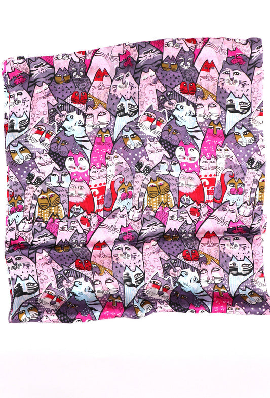 Double-Layered Pink Cat Print Silk