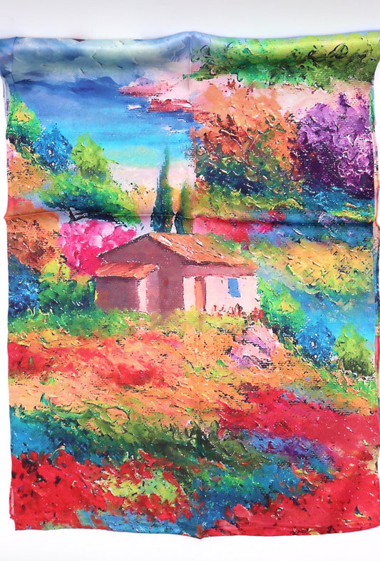 Multi Scenic Silk Scarf