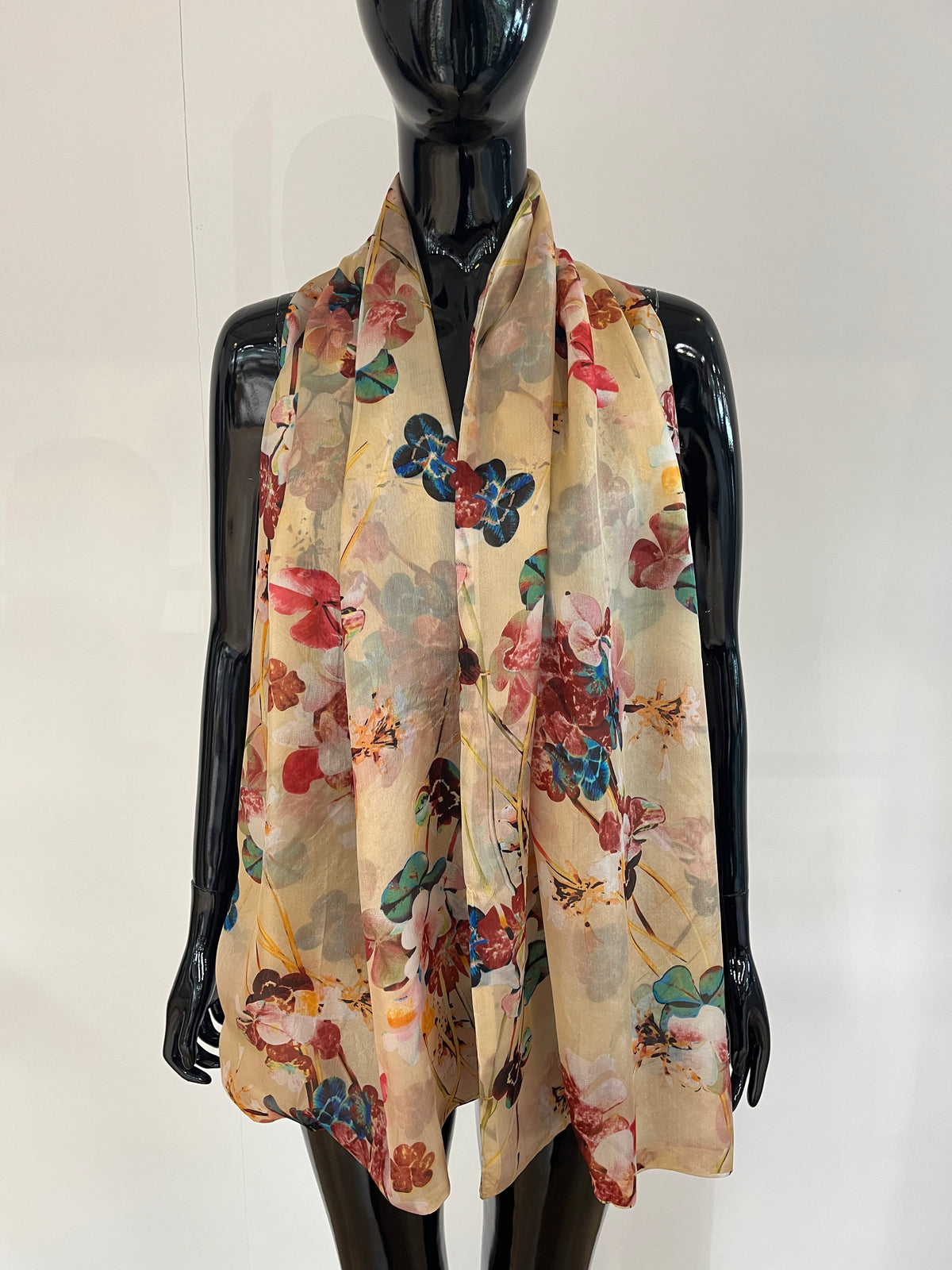 Floral Design Silk Scarf