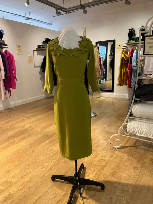 Olive Green Floral Detail Dress