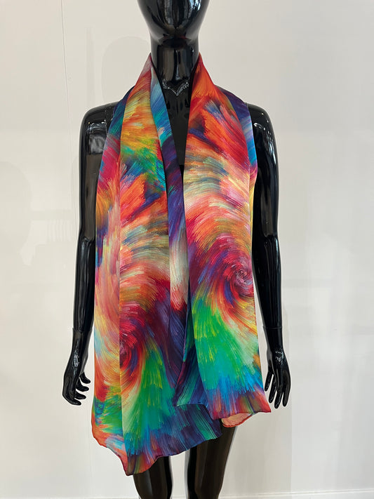 Colour Swirl Print Silk