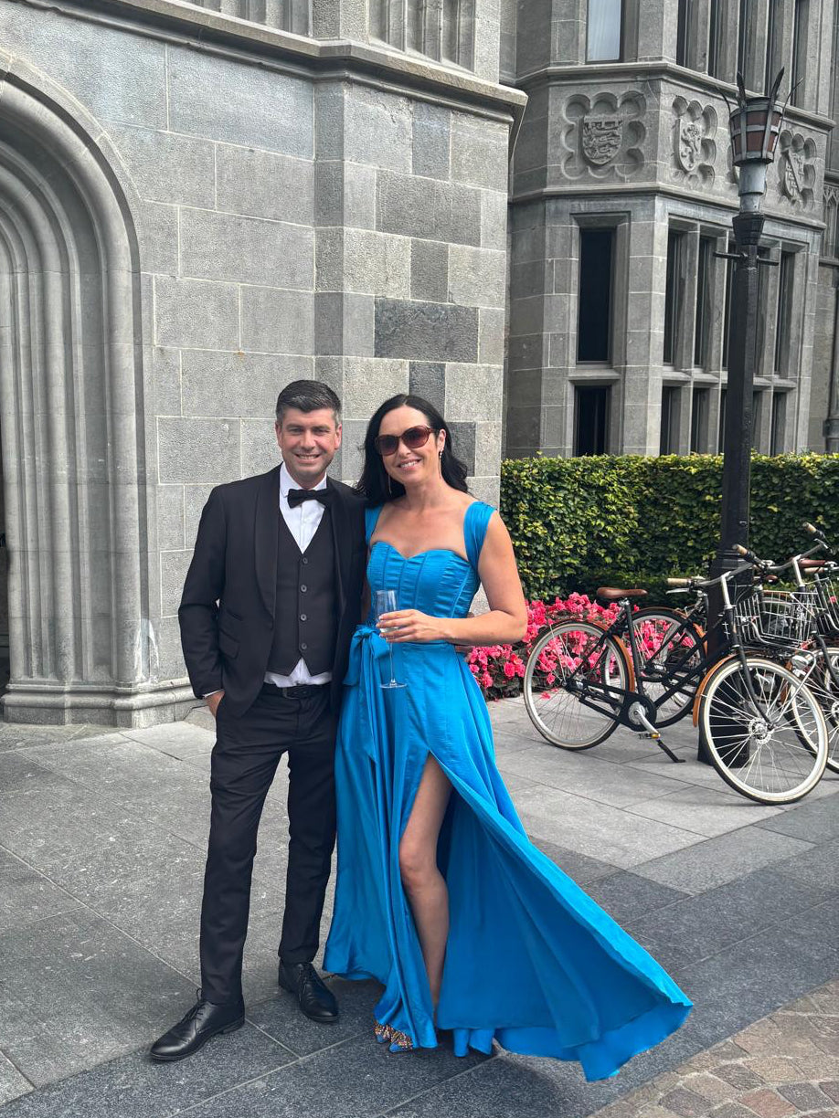 Turquoise Silk Sample Tie Dress