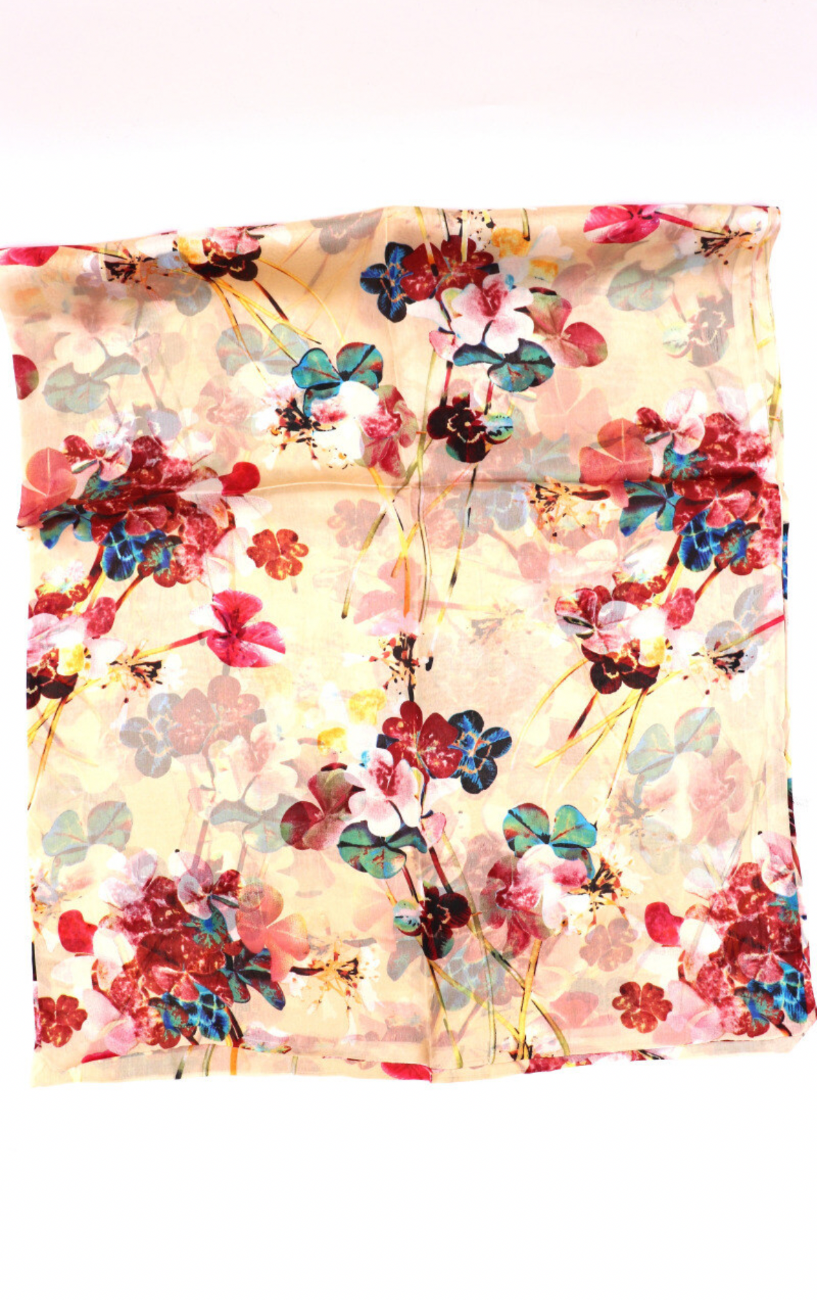 Floral Design Silk Scarf