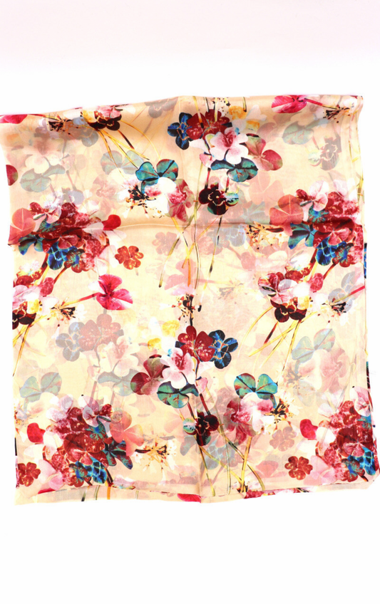 Floral Design Silk Scarf