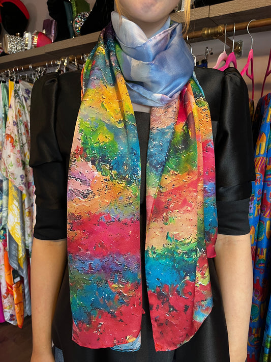 Multi Scenic Silk Scarf